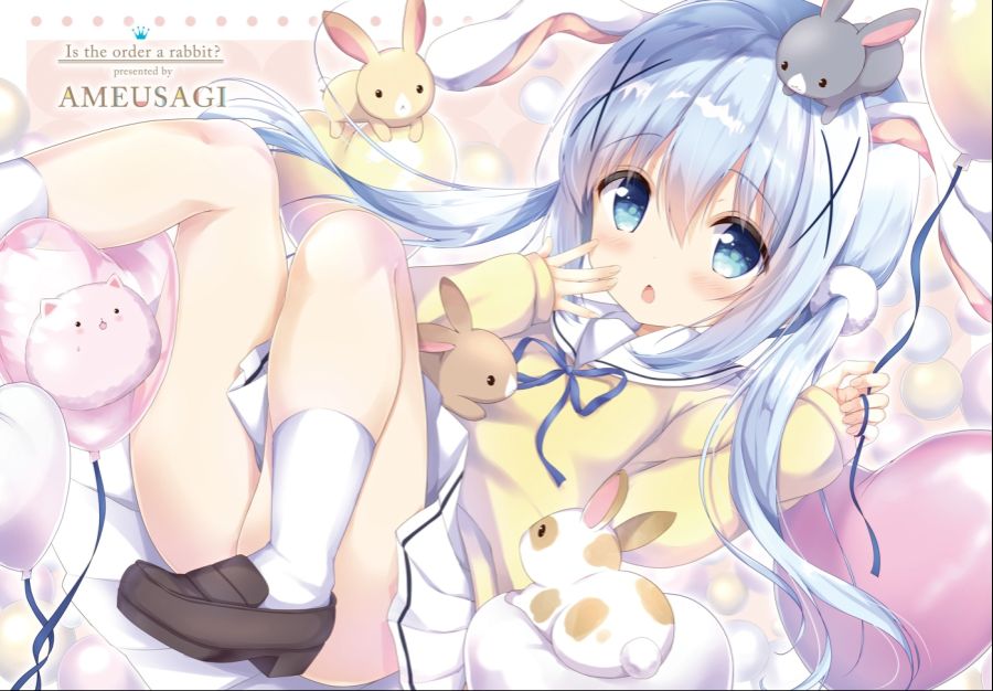 Konachan.com - 271668 amedamacon animal blue_eyes blush gochuumon_wa_usagi_desu_ka_ kafuu_chino loli long_hair rabbit seifuku skirt socks twintails.jpg