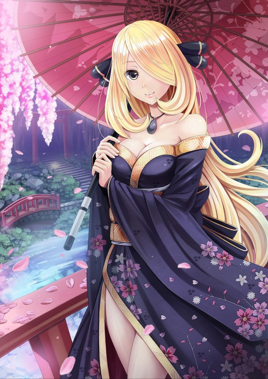 yande.re 317568 sample cleavage kimono no_bra pokemon shirona_(pokemon) sunimu umbrella.jpg