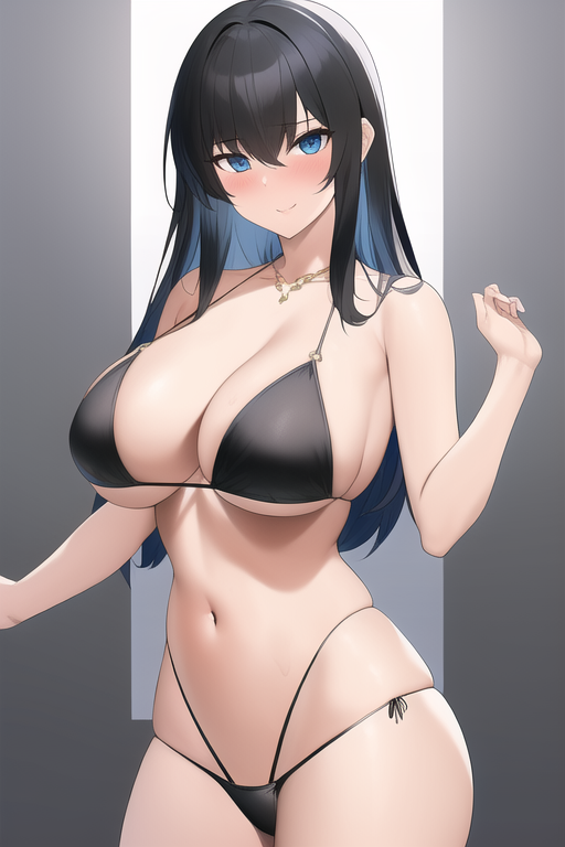 blue eyes, large breasts, black hair, thong bikini s-1547785312.png