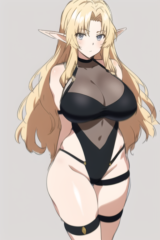 elf, blonde hair, grey eyes, large breast, monokini, thigh strap, fantasy, kyoto animation, sketch s-3748479239.png